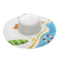 Дамска лятна капела бяла ръчно рисувана