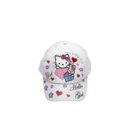 Детска шапка с козирка за момичета в бяло Hello girl