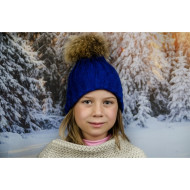 Детска зимна шапка за момичета в синьо