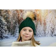 Детска зимна шапка за момичета в зелено