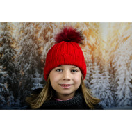 Червена детска зимна шапка за момичета 