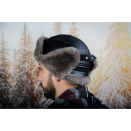 Зимна мъжка шапка от естествена кожа сив косъм