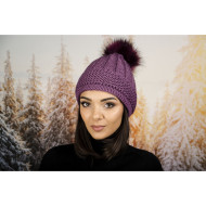 Дамска зимна шапка с еко пух лилава Дамска зимна шапка с еко пух лилава