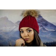 Дамска плетена зимна шапка бордо