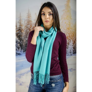 Светлосин дамски шал едноцветен