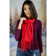 Светлочервен дамски шал едноцветен