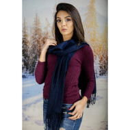 Тъмносин дамски шал едноцветен 