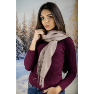 Пепелнобежов дамски шал едноцветен