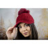 Плетена дамска шапка с козирка и помпон в бордо