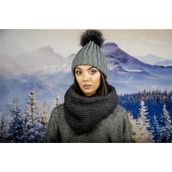 Дамски тъмносив зимен шал тип яка