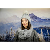 Дамски светлосив зимен шал тип яка