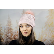 Дамска зимна шапка с полар в розово