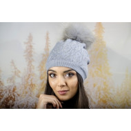 Дамска зимна шапка с полар в сиво