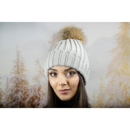 Дебела дамска плетена шапка в светлосиво