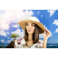 Дамска капела с панделка и котвички в тъмнобежово и екрю Дамска капела с панделка и котвички в тъмнобежово и екрю