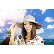 Дамска капела с красива панделка в сиво