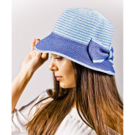 Дамска лятна шапка в син цвят с панделка Дамска лятна шапка в син цвят с панделка