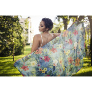 Дамски летен шал с цветя и палмови листа