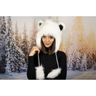  Зимна шапка анимал с ушички бяла