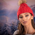 Дамска зимна шапка в червено