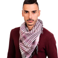 Мъжки шал в розово, бяло и черно