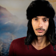 Мъжка черна ушанка заек