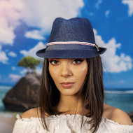 Синьо дамско бомбе със синя лента и котвичка Синьо дамско бомбе със синя лента и котвичка