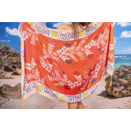 Плажен шал в оранжеви нюанси