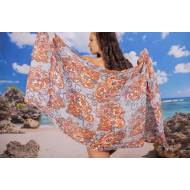 Ефирен плажен шал в светлосиво на цветя Ефирен плажен шал в светлосиво на цветя