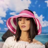 Лятна дамска козирка в бяло и розово