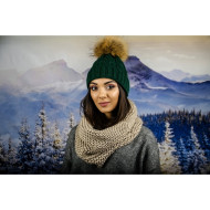 Дамски светлокафяв зимен шал тип яка