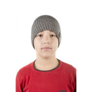 Сива детска зимна шапка за момчета с полар