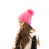 Розова дамска плетена шапка