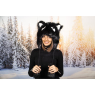 Черна зимна шапка анимал Черна зимна шапка анимал