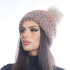 Дамска зимна шарена шапка с еко пух 